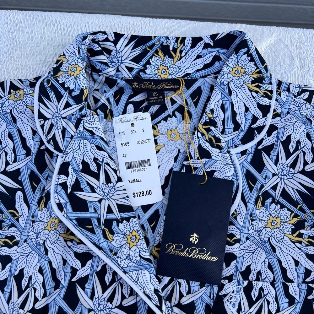 Brooks Brothers Blue & Yellow Floral Cotton Pajama set #day-jama NWT